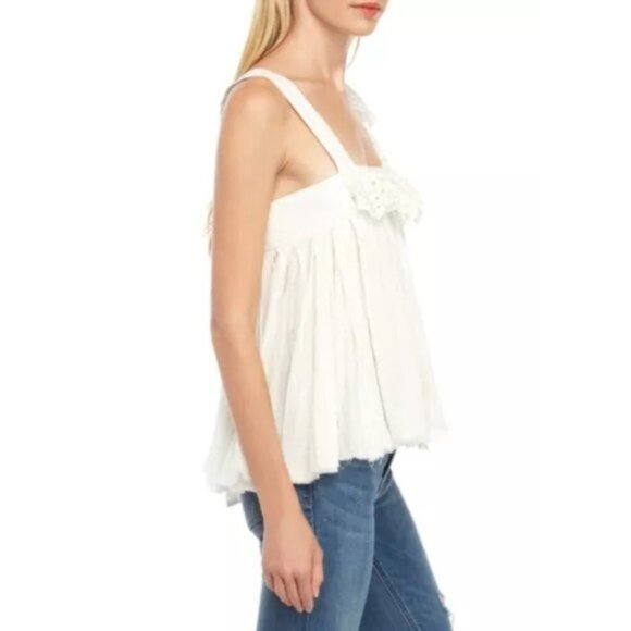 NWT Free People ivory eyelet detail open back cotton top, M - Picture 5 of 11